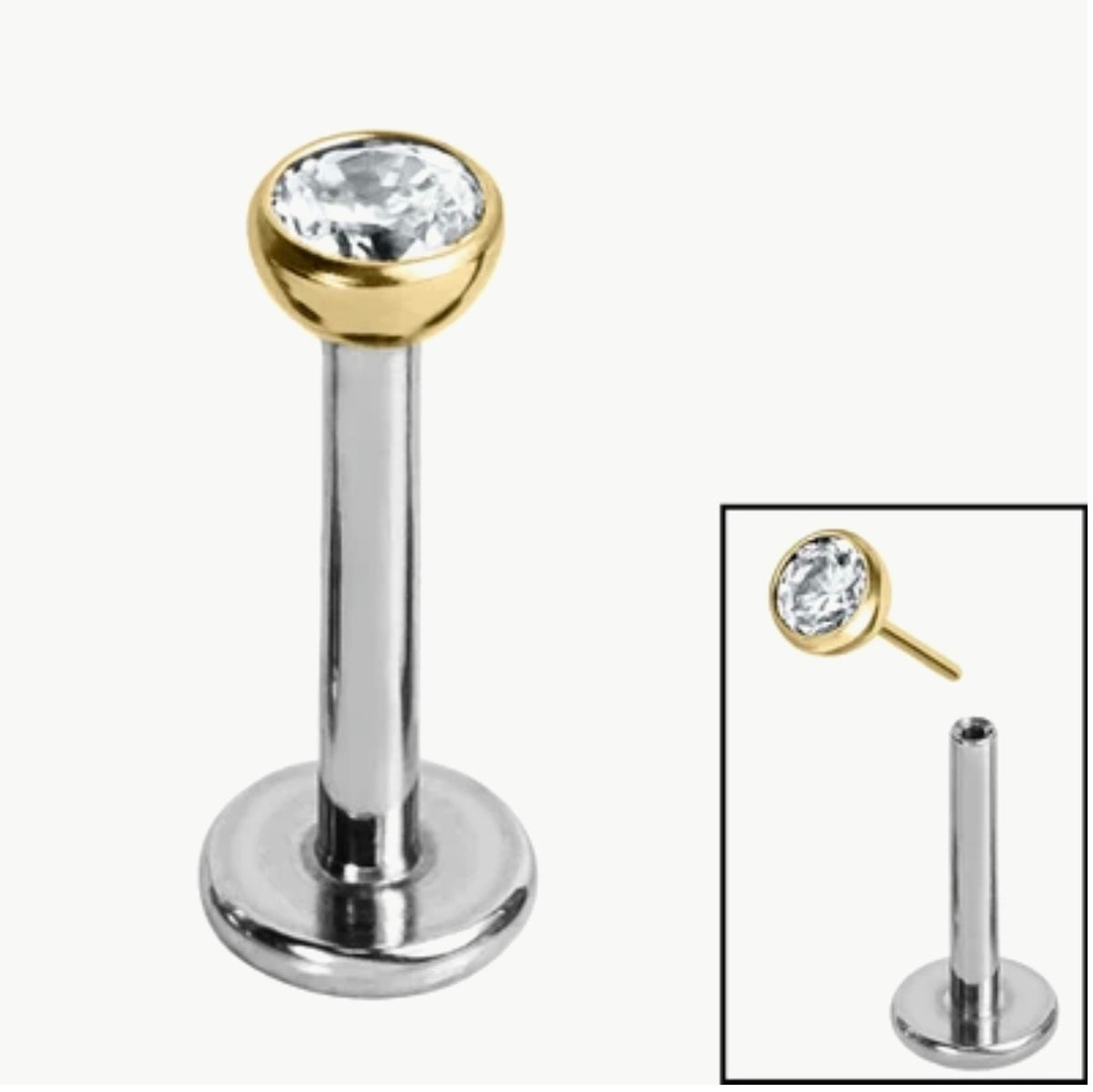Maeve CZ  3mm Labret mirror polish Titanium