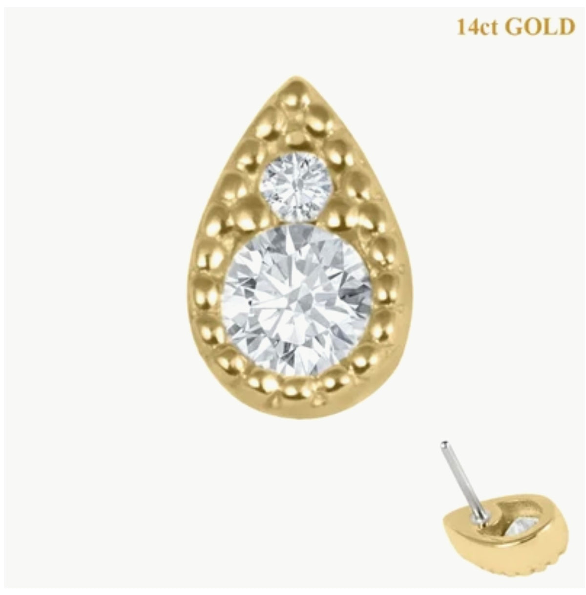 14k solid Gold Olivia Teardrop
