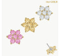 14ct Gold Lily jewelled flower labret