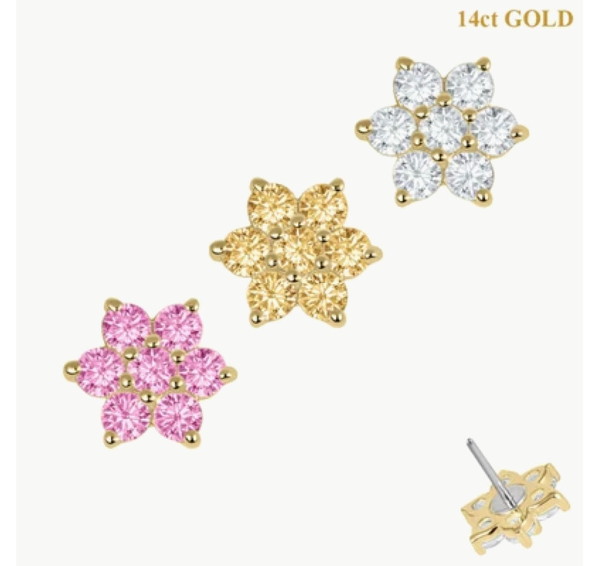 14ct Gold Lily jewelled flower labret