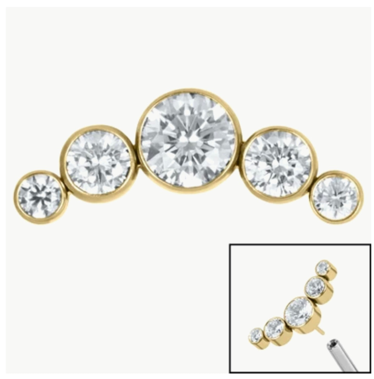 5 jewelled Rhia Crescent Threadless Titanium