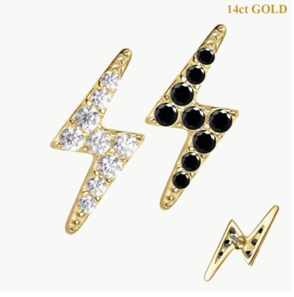 Lightening Bolt stormi 14ct Solid Gold Threadless