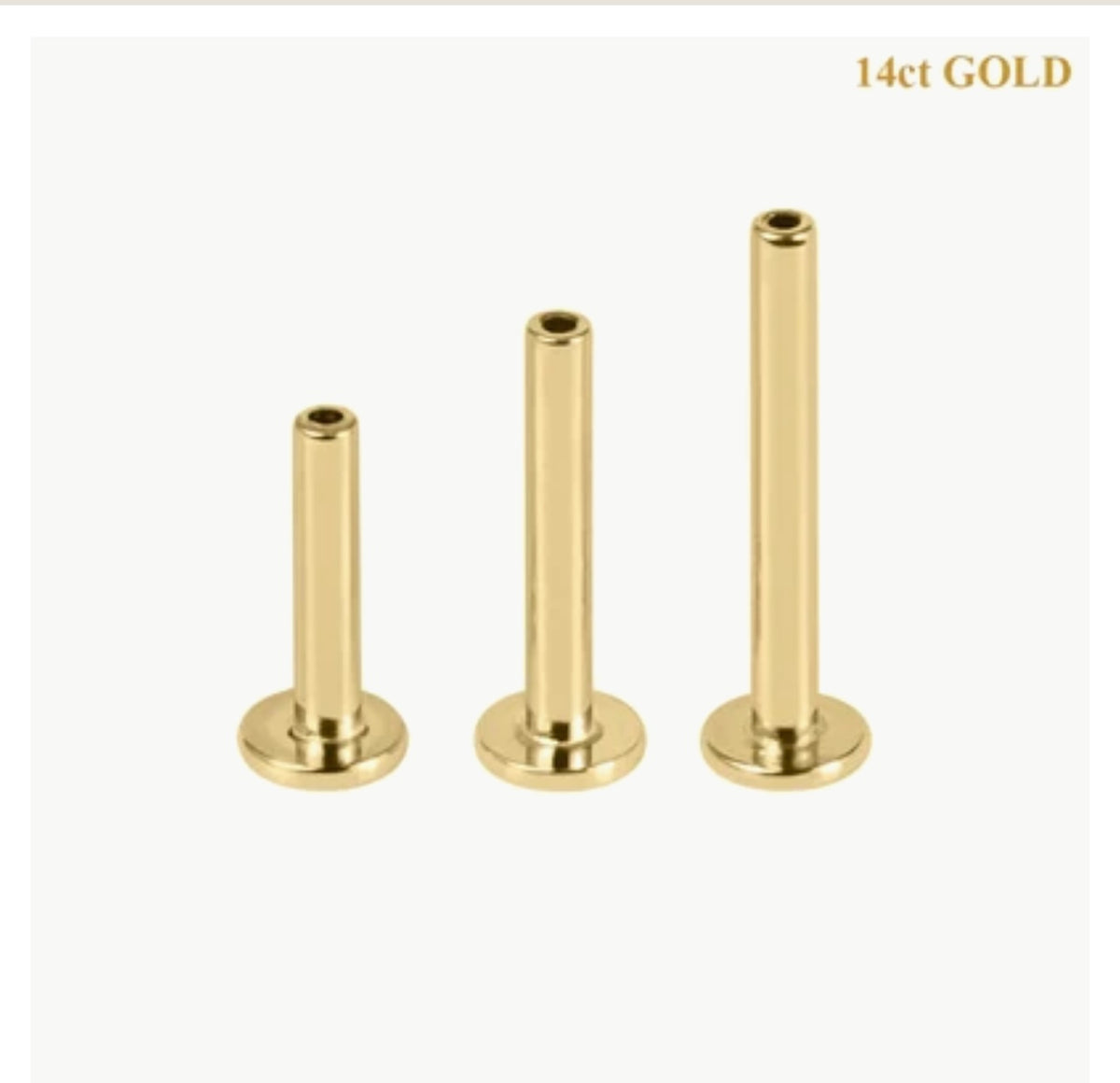 14ct Solid Gold Labret posts Threadless