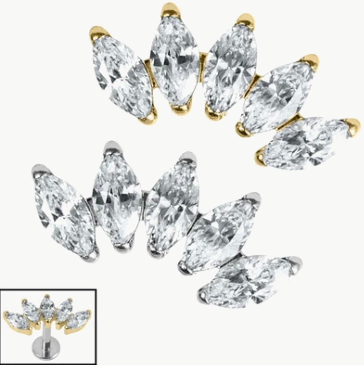 Madeline 5 Jewelled marquise Fan Threadless