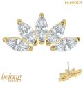 14ct Solid Gold Threadless (Bend fit) Claw Set 5