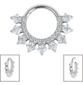 Titanium  Jewelled Hinged Clicker Ring